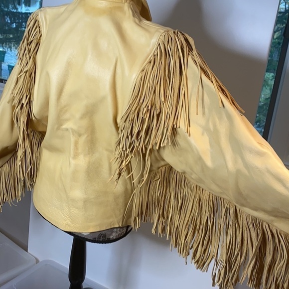 Vintage Size 6-8 Handmade Leather Butterscotch Western Jacket Coat with Fringe - Picture 2 of 16